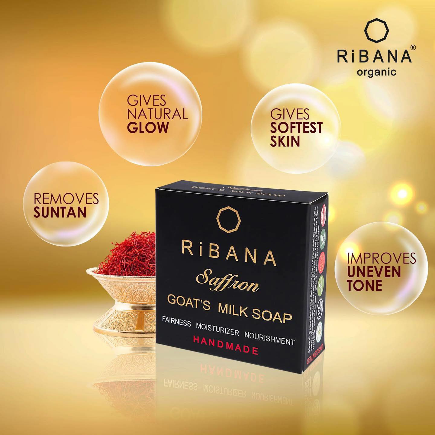 RIBANA Saffron Goat’s Milk Brightening Soap Bar – 110g